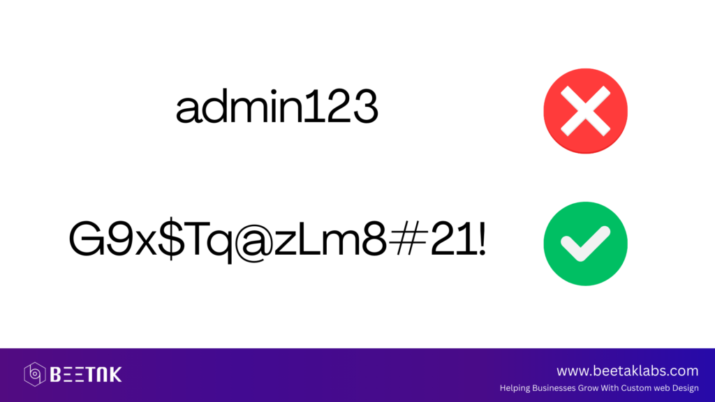 Example of weak and strong password